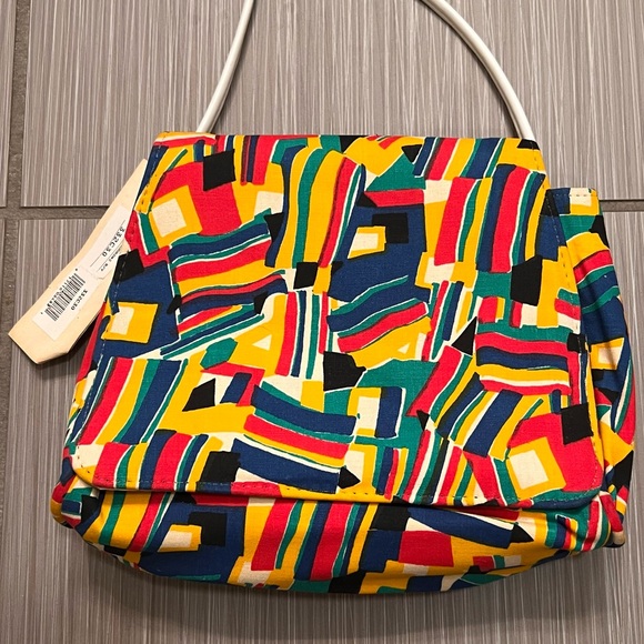 Vintage 80s Multicolor Crossbody Strap Purse Bag geometric NWT new satchel
